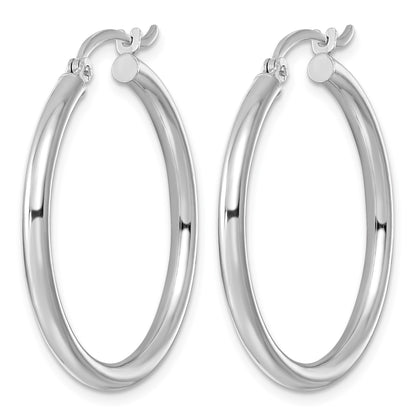 Sterling Silver Rhodium-plated 2.5mm Round Hoop Earrings