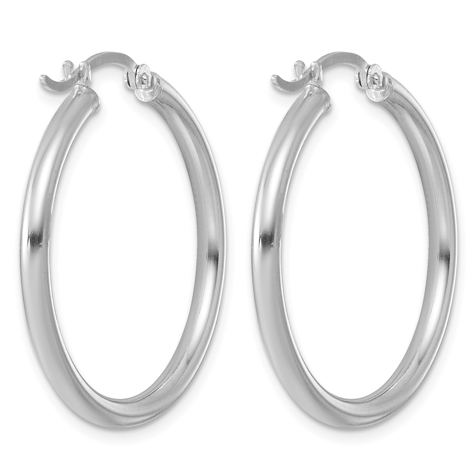 Sterling Silver Rhodium-plated 2.5mm Round Hoop Earrings