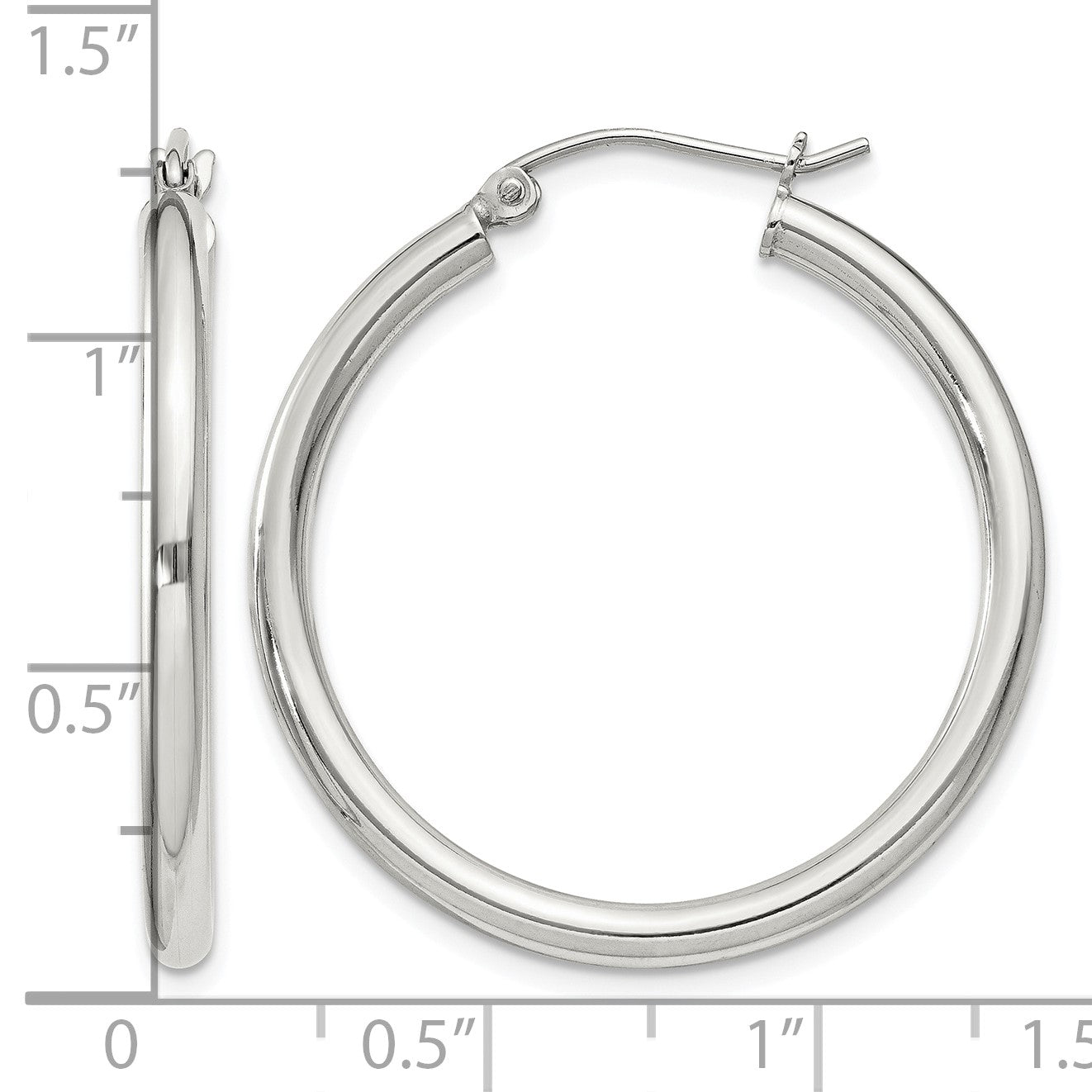 Sterling Silver 2.5mm Round Hoop Earrings