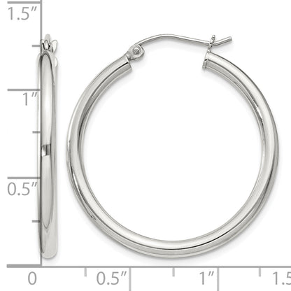Sterling Silver 2.5mm Round Hoop Earrings