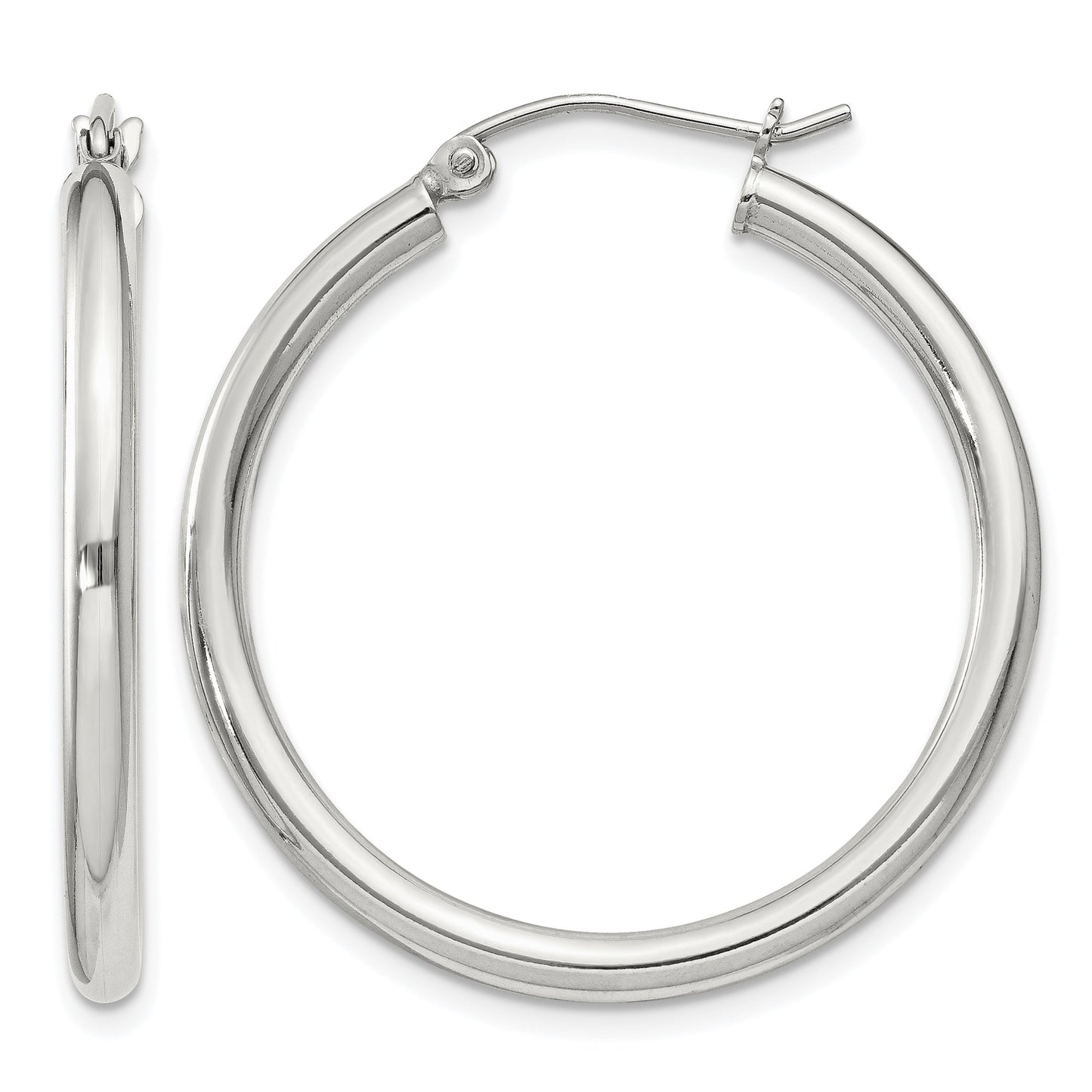 Sterling Silver 2.5mm Round Hoop Earrings