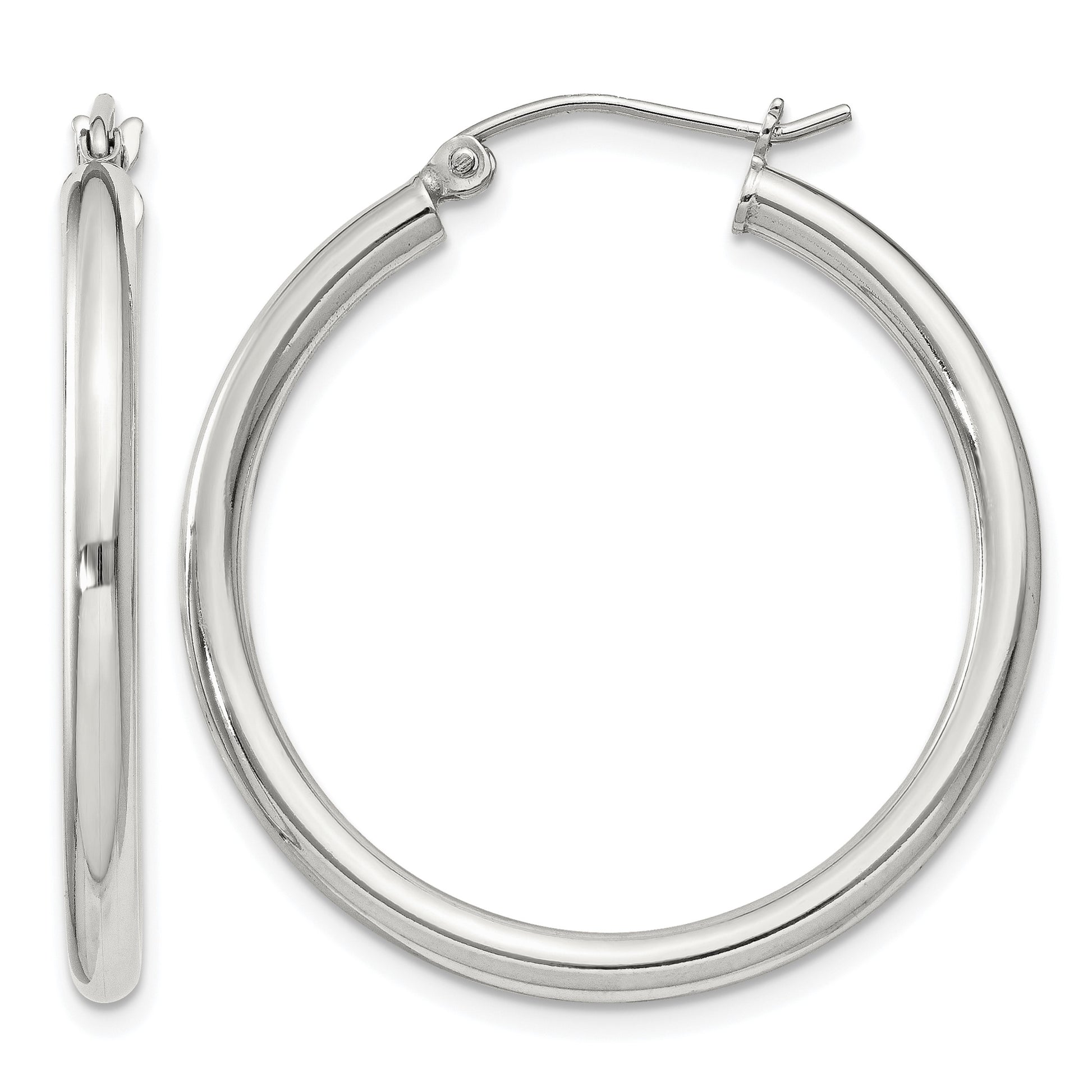 Sterling Silver 2.5mm Round Hoop Earrings