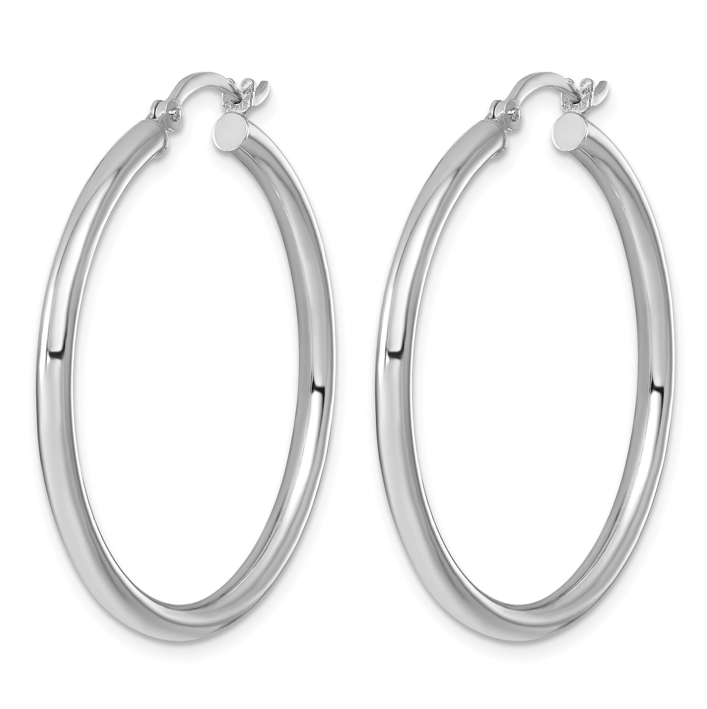 Sterling Silver Rhodium-plated 2.5mm Round Hoop Earrings