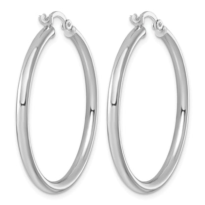 Sterling Silver Rhodium-plated 2.5mm Round Hoop Earrings