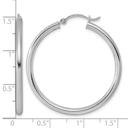 Sterling Silver Rhodium-plated 2.5mm Round Hoop Earrings