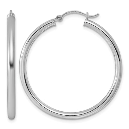Sterling Silver Rhodium-plated 2.5mm Round Hoop Earrings