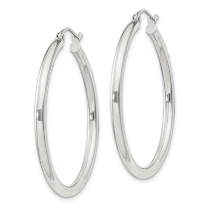 Sterling Silver 2.5mm Round Hoop Earrings