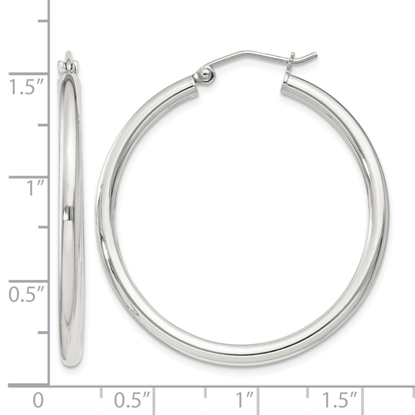 Sterling Silver 2.5mm Round Hoop Earrings