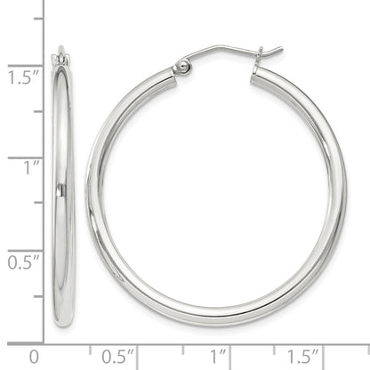 Sterling Silver 2.5mm Round Hoop Earrings