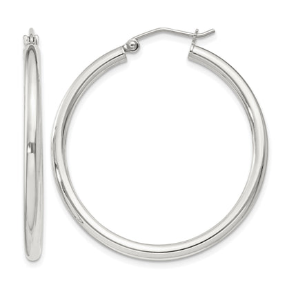 Sterling Silver 2.5mm Round Hoop Earrings