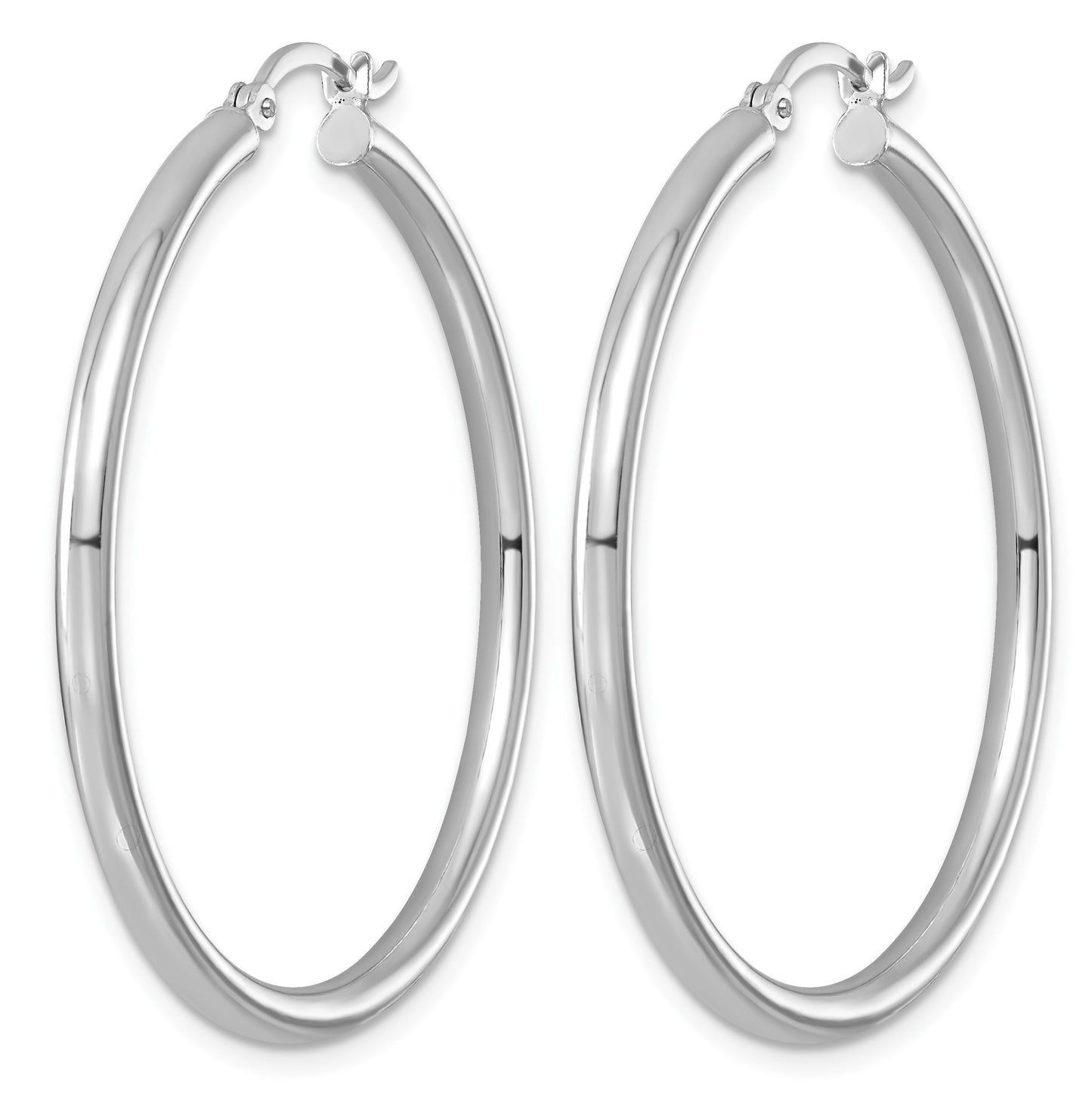 Sterling Silver Rhodium-plated 2.5mm Round Hoop Earrings