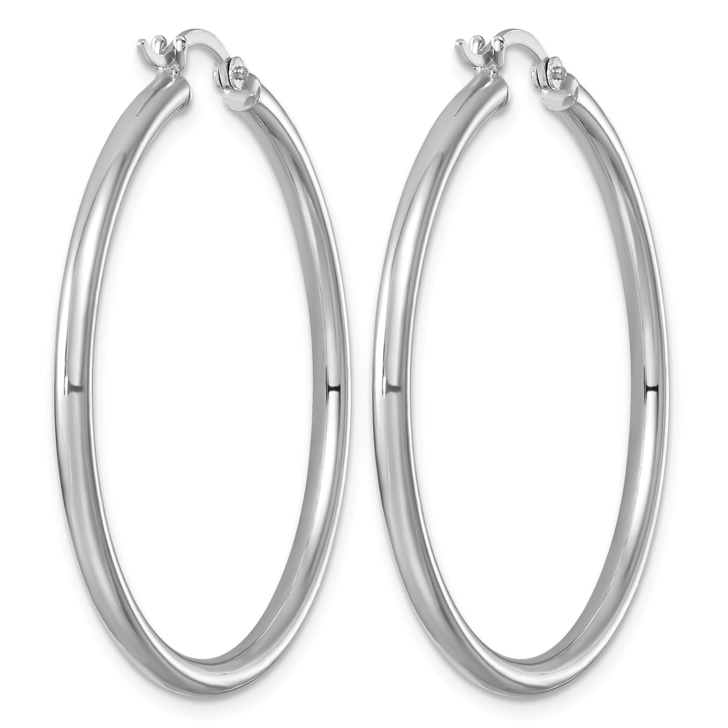 Sterling Silver Rhodium-plated 2.5mm Round Hoop Earrings