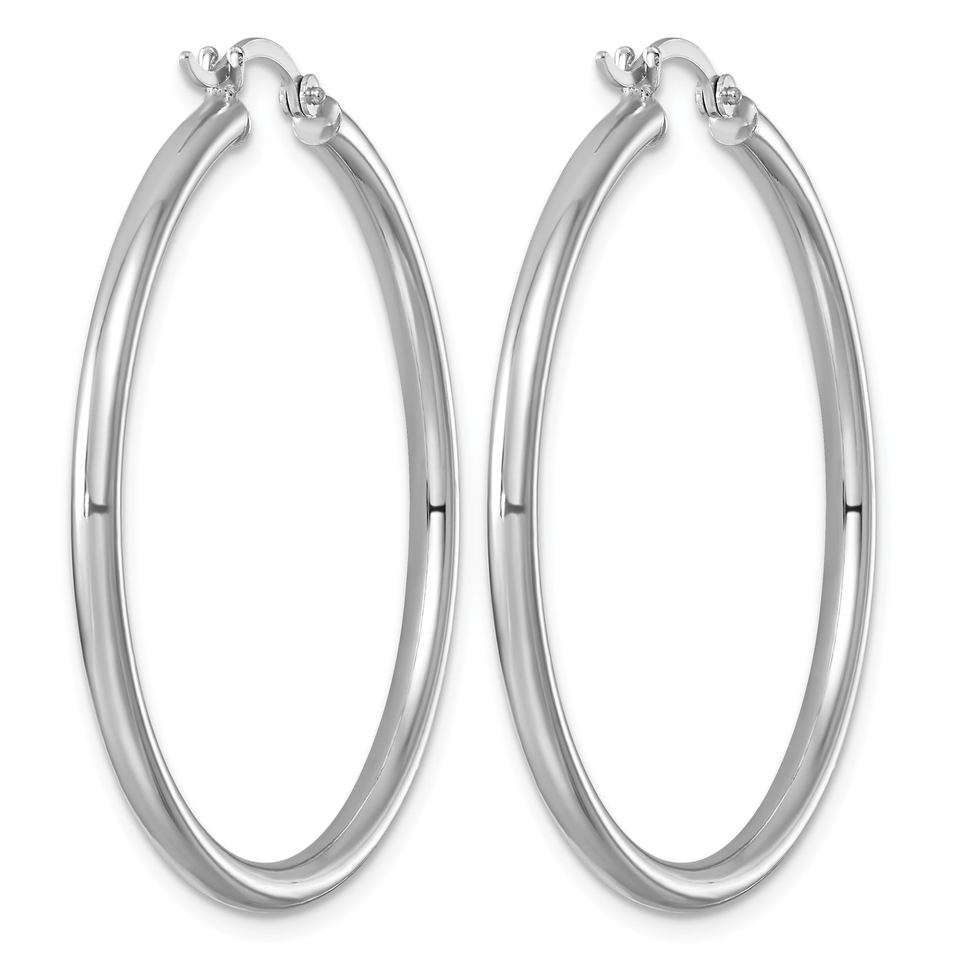Sterling Silver Rhodium-plated 2.5mm Round Hoop Earrings