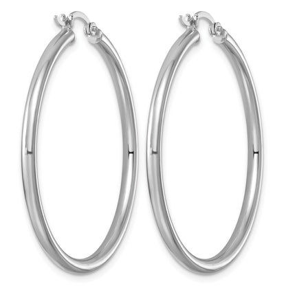 Sterling Silver Rhodium-plated 2.5mm Round Hoop Earrings
