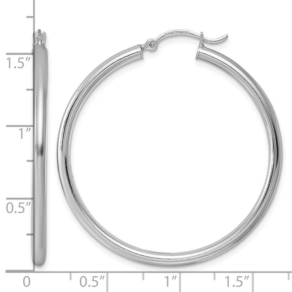 Sterling Silver Rhodium-plated 2.5mm Round Hoop Earrings