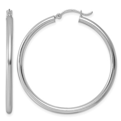 Sterling Silver Rhodium-plated 2.5mm Round Hoop Earrings