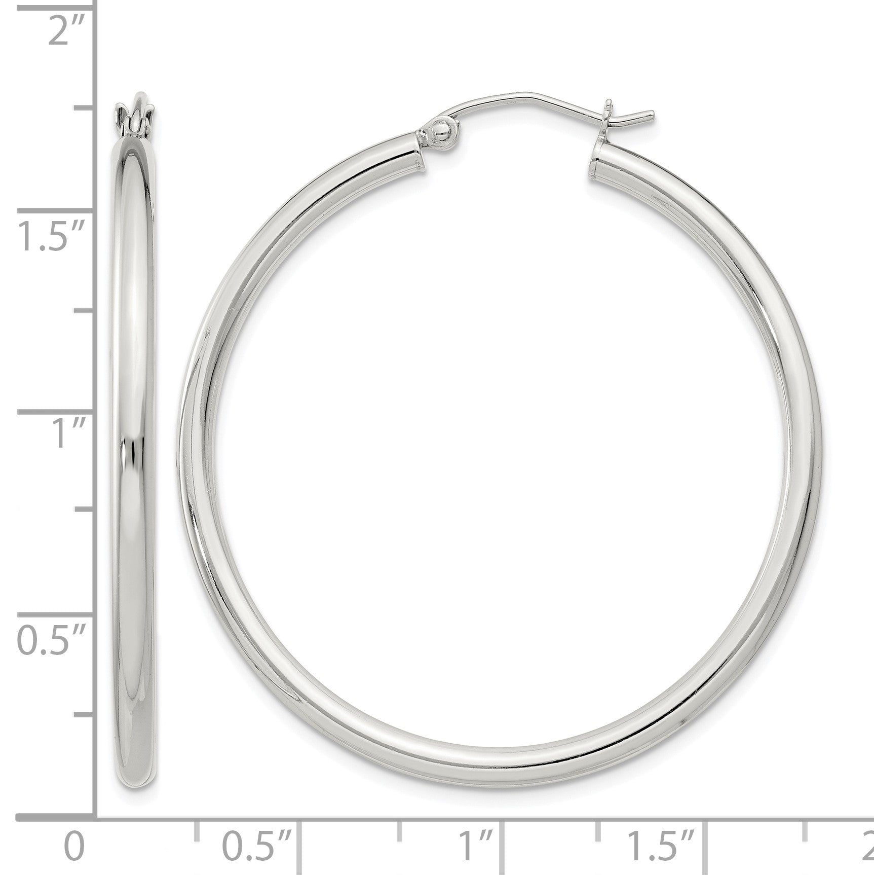 Sterling Silver 2.5mm Round Hoop Earrings