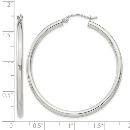 Sterling Silver 2.5mm Round Hoop Earrings