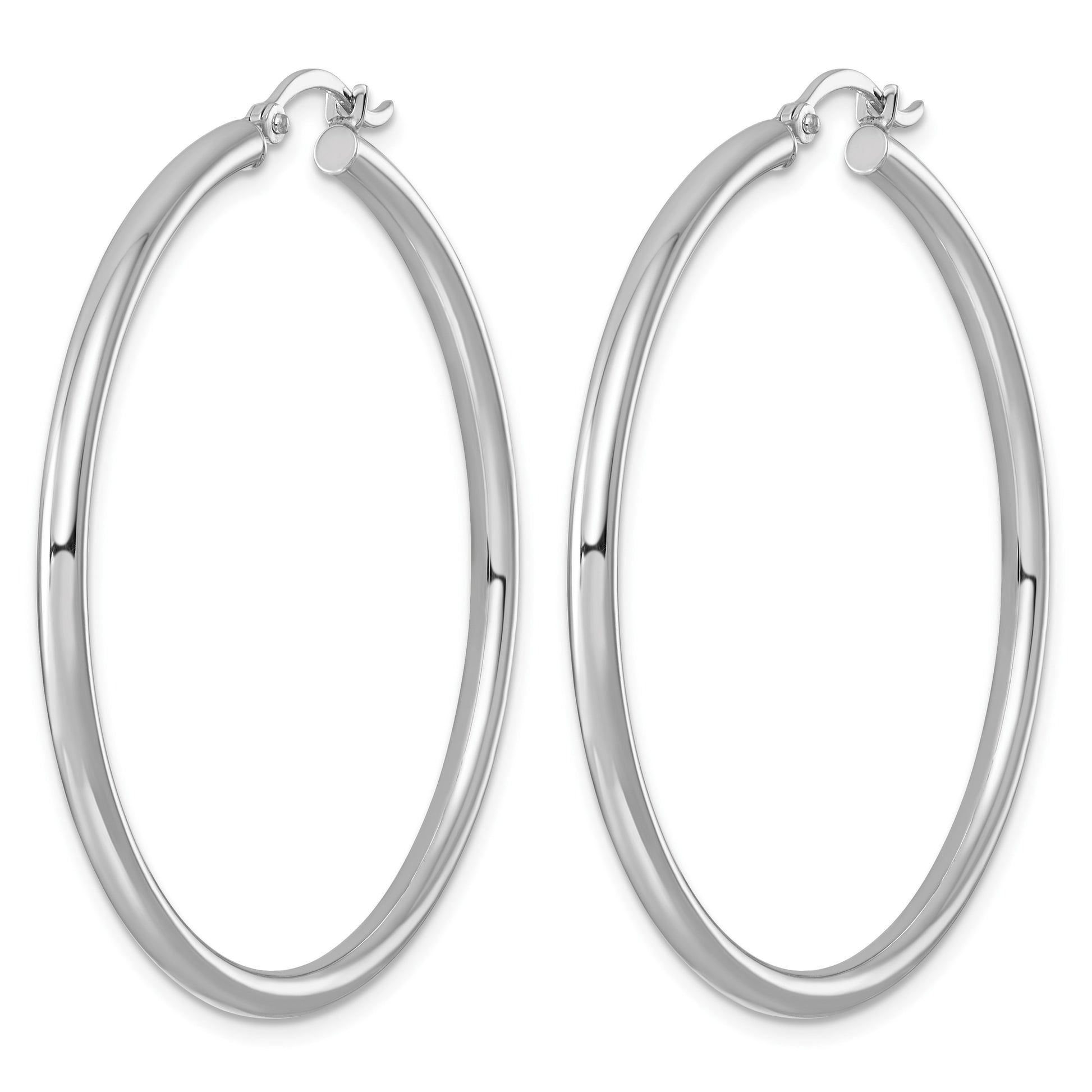 Sterling Silver Rhodium-plated 2.5mm Round Hoop Earrings