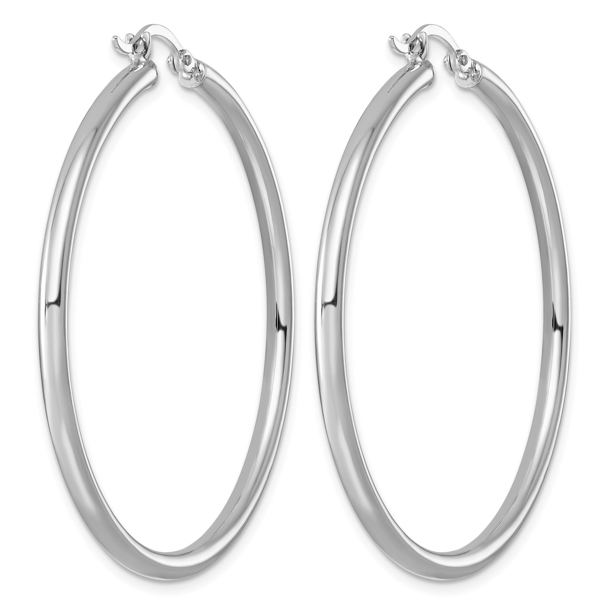 Sterling Silver Rhodium-plated 2.5mm Round Hoop Earrings