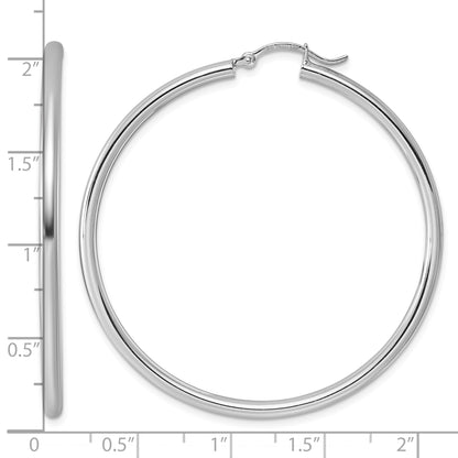 Sterling Silver Rhodium-plated 2.5mm Round Hoop Earrings