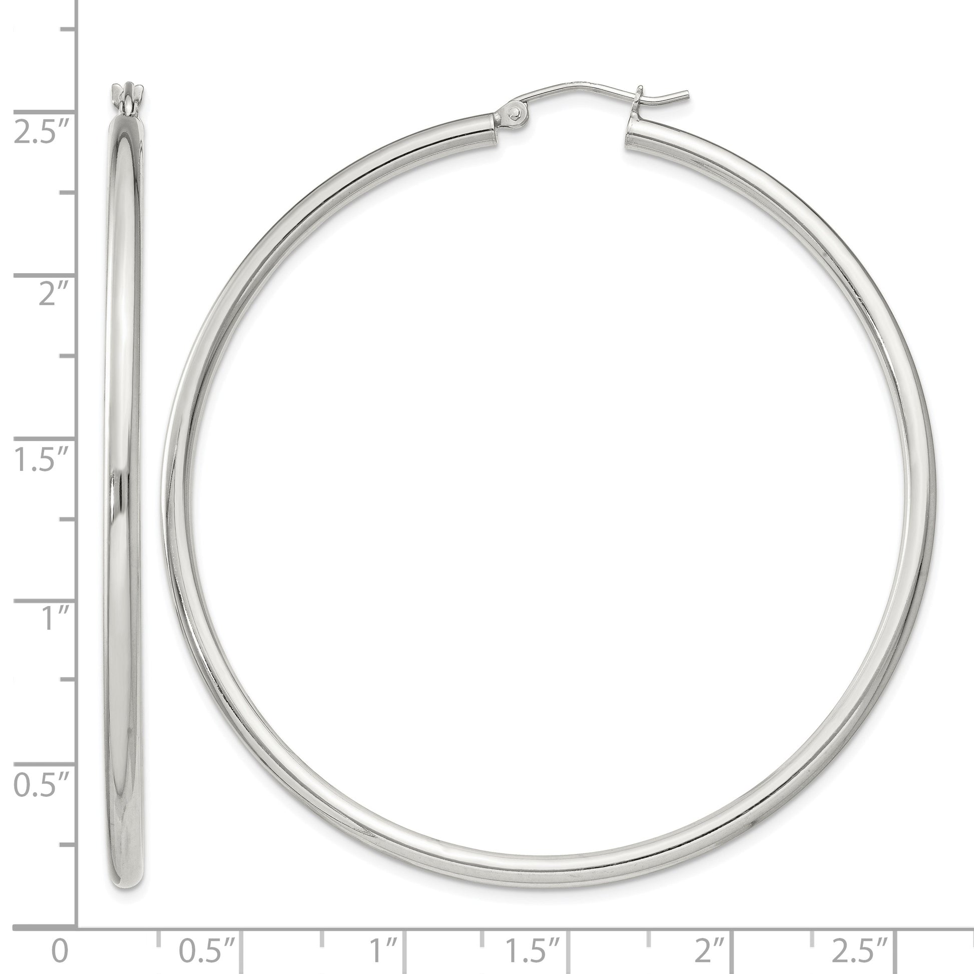Sterling Silver 2.5mm Round Hoop Earrings