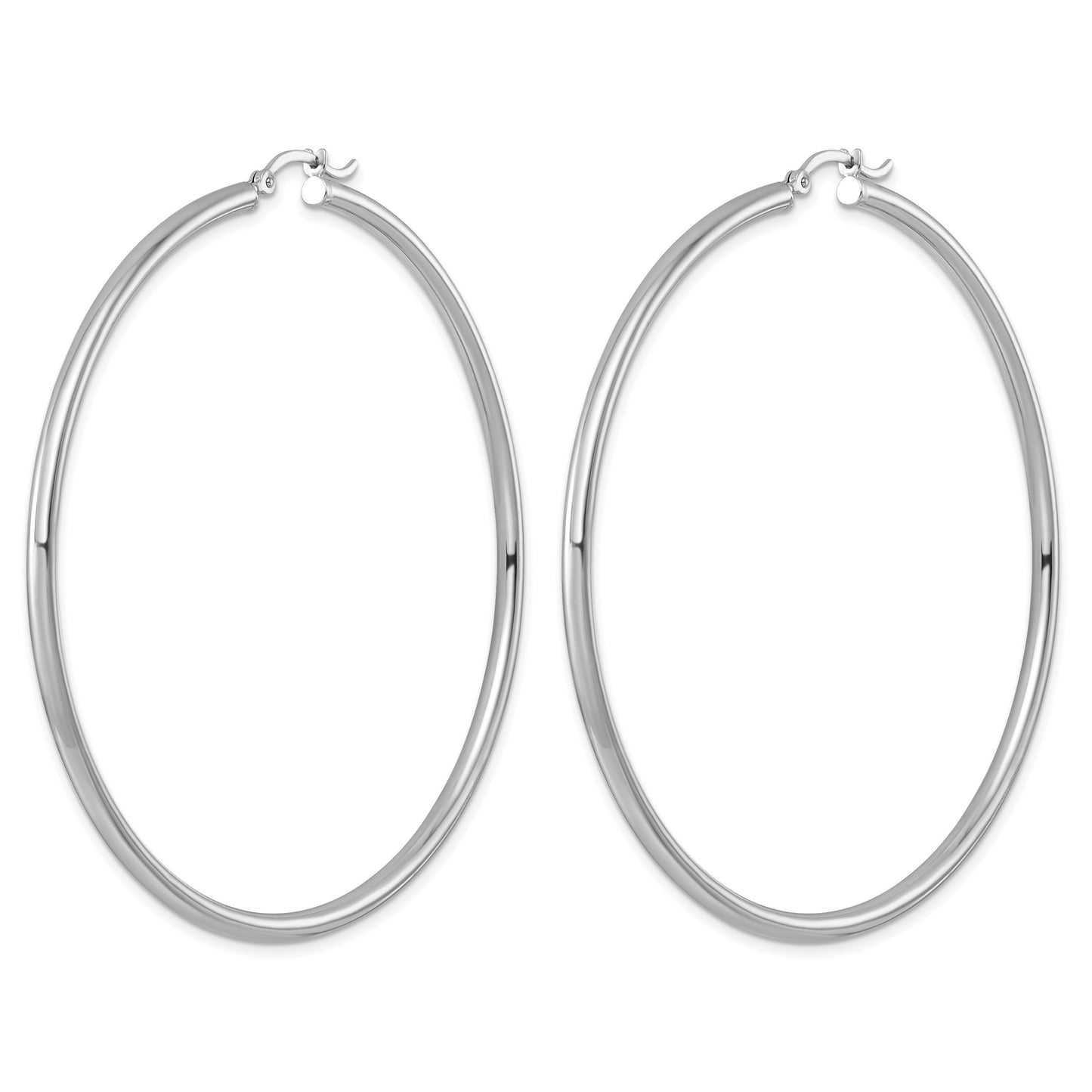 Sterling Silver Rhodium-plated 2.5mm Round Hoop Earrings