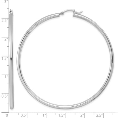 Sterling Silver Rhodium-plated 2.5mm Round Hoop Earrings