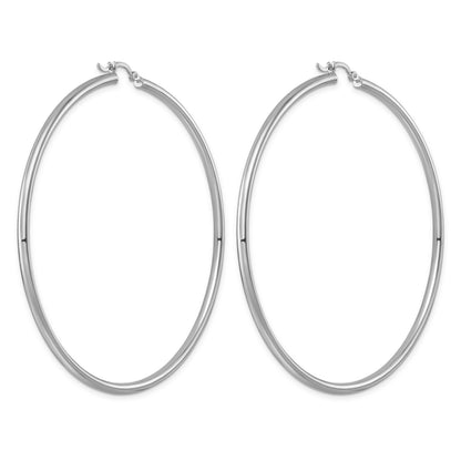 Sterling Silver Rhodium-plated 2.5mm Round Hoop Earrings