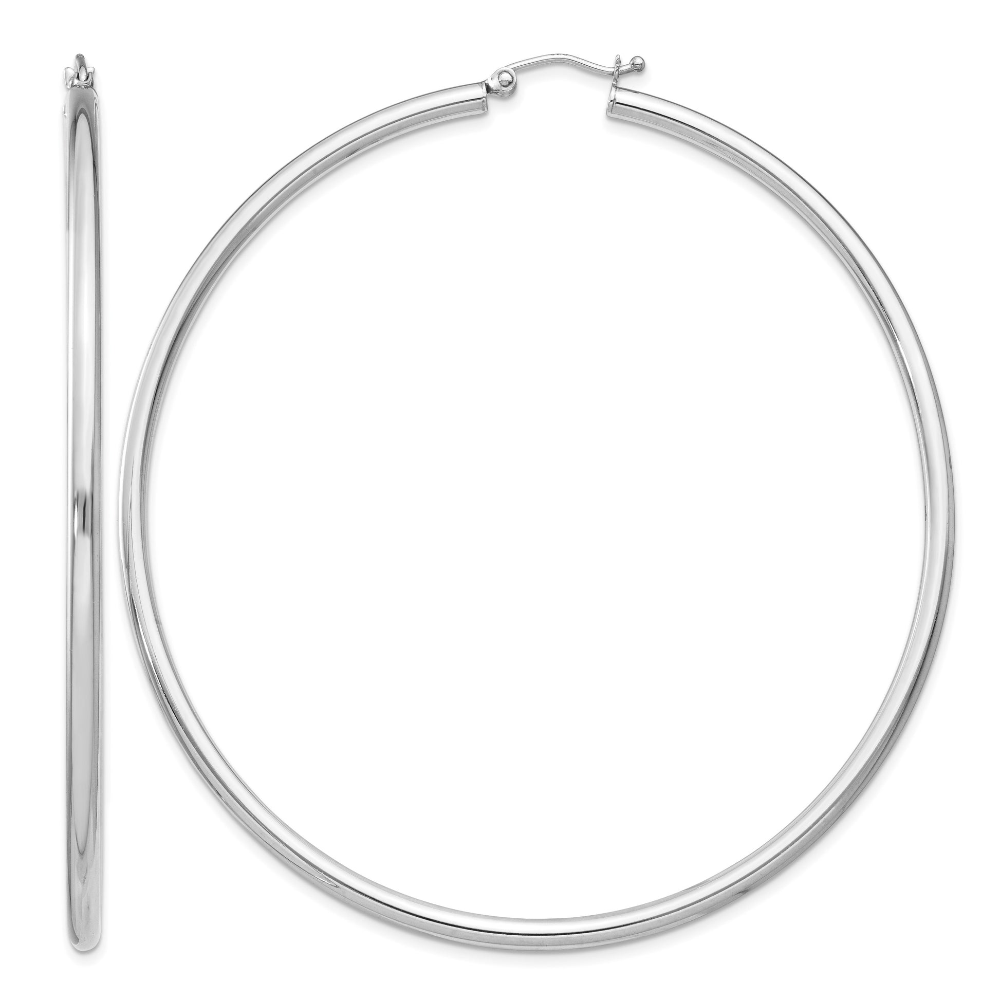 Sterling Silver Rhodium-plated 2.5mm Round Hoop Earrings
