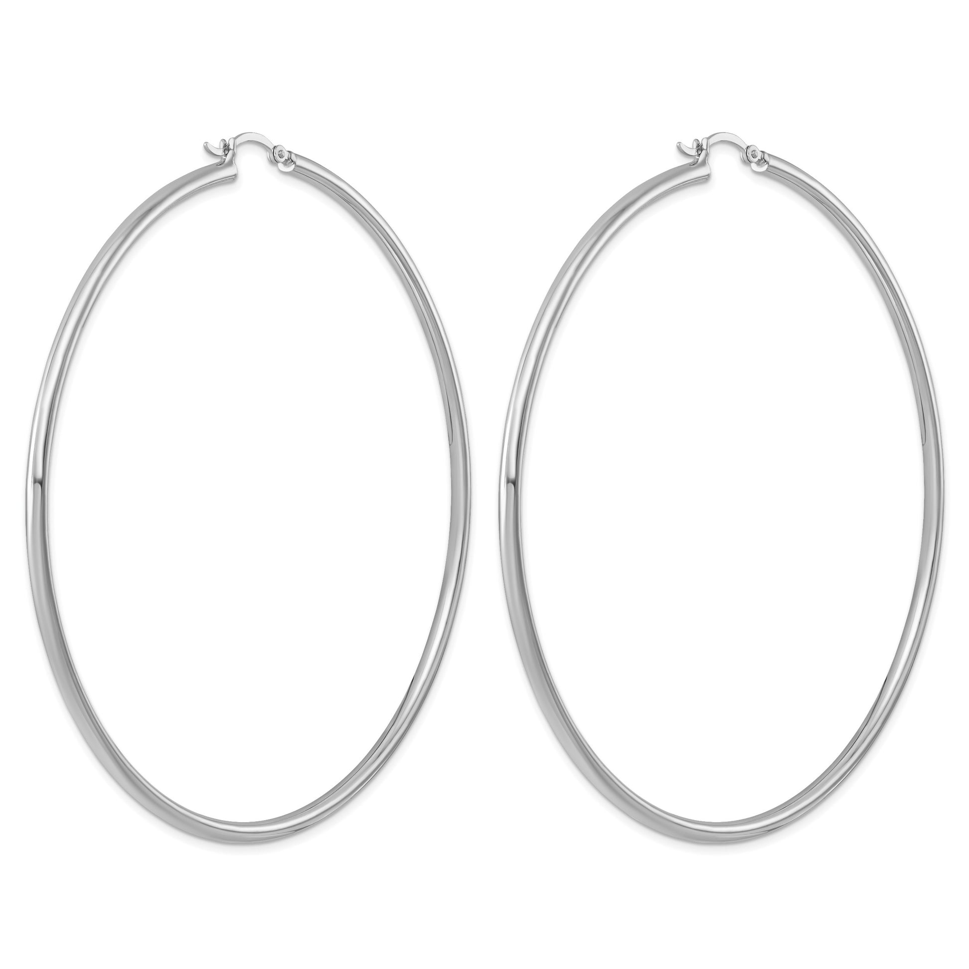 Sterling Silver Rhodium-plated 2.5mm Round Hoop Earrings