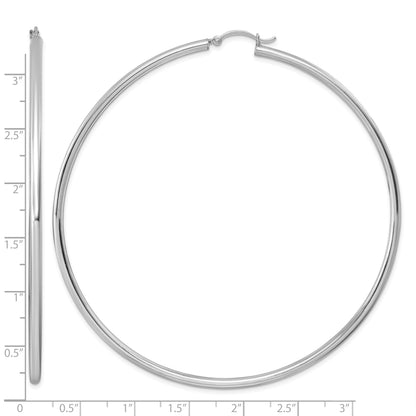 Sterling Silver Rhodium-plated 2.5mm Round Hoop Earrings