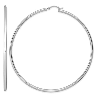 Sterling Silver Rhodium-plated 2.5mm Round Hoop Earrings