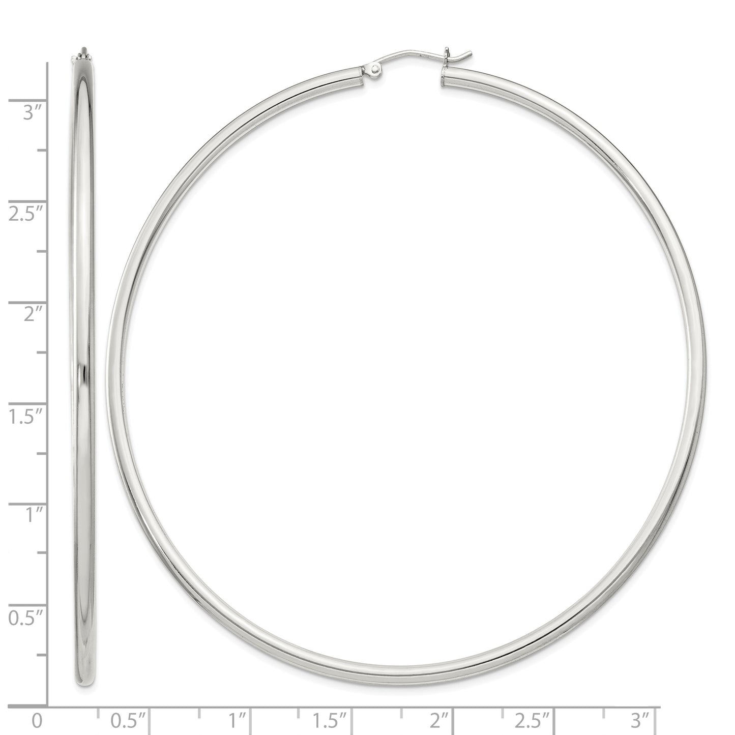 Sterling Silver 2.5mm Round Hoop Earrings