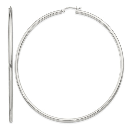Sterling Silver 2.5mm Round Hoop Earrings