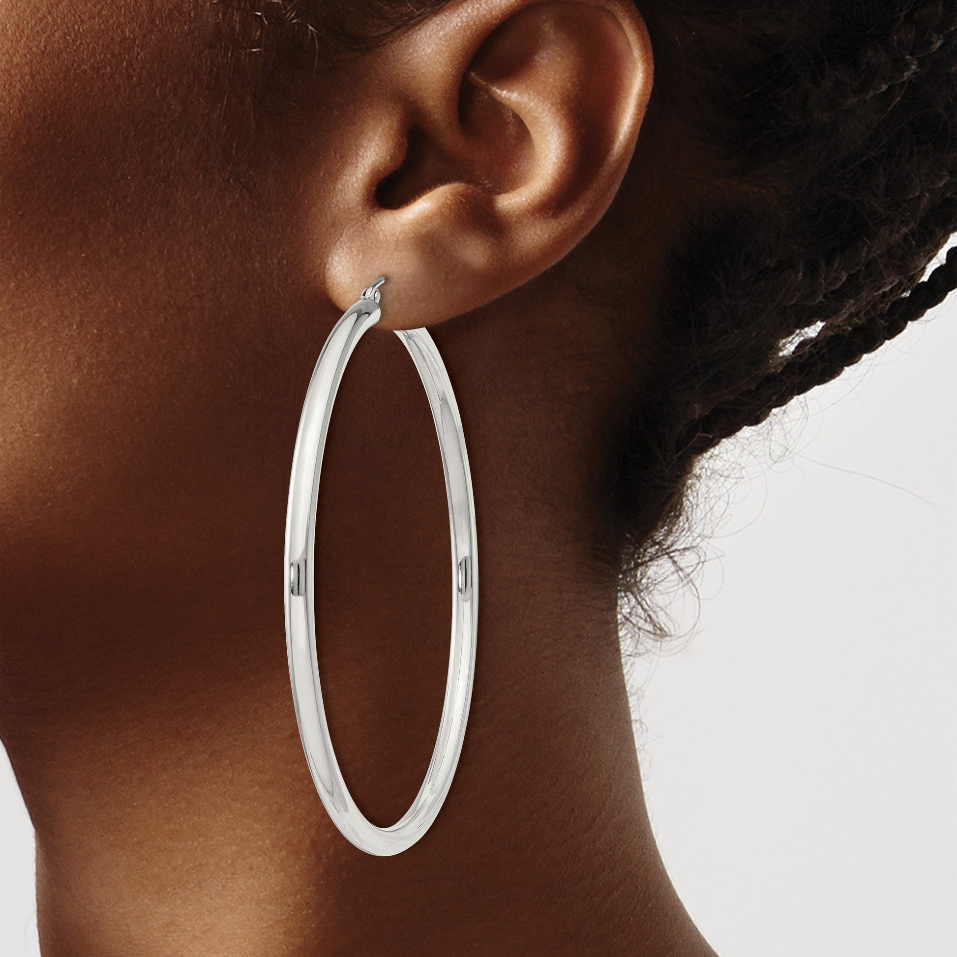 Sterling Silver 3mm Round Hoop Earrings