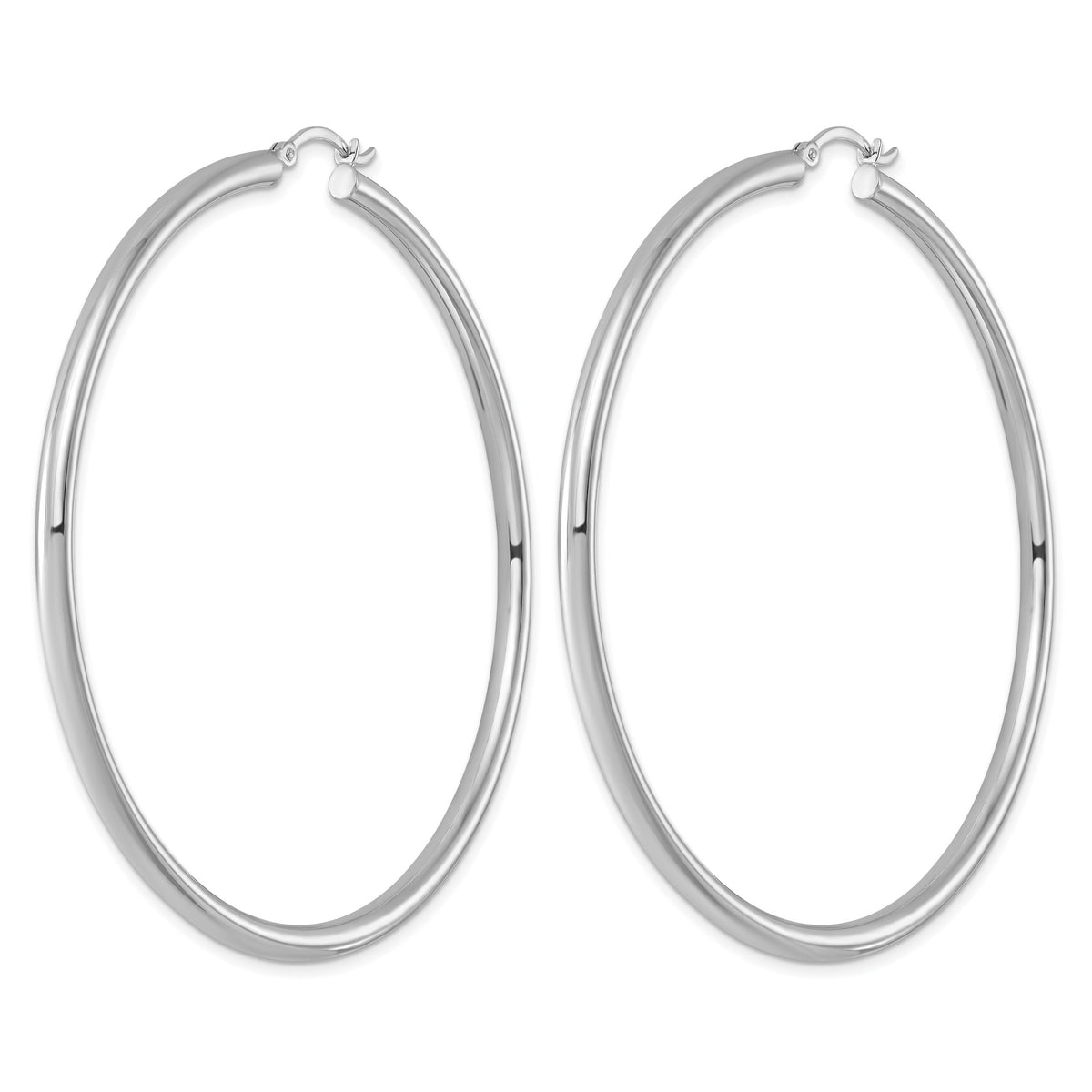 Sterling Silver Rhodium-plated 3mm Round Hoop Earrings