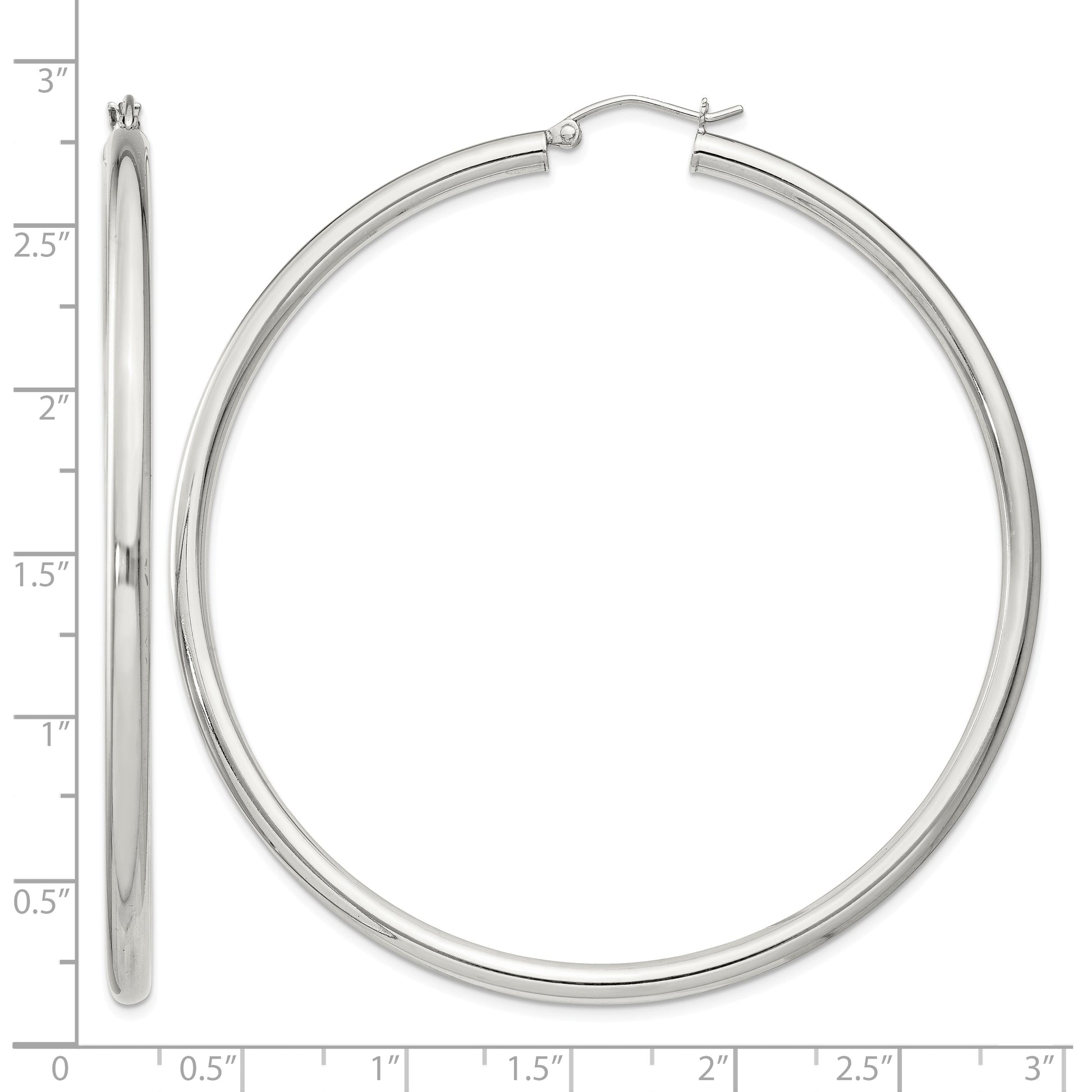 Sterling Silver 3mm Round Hoop Earrings