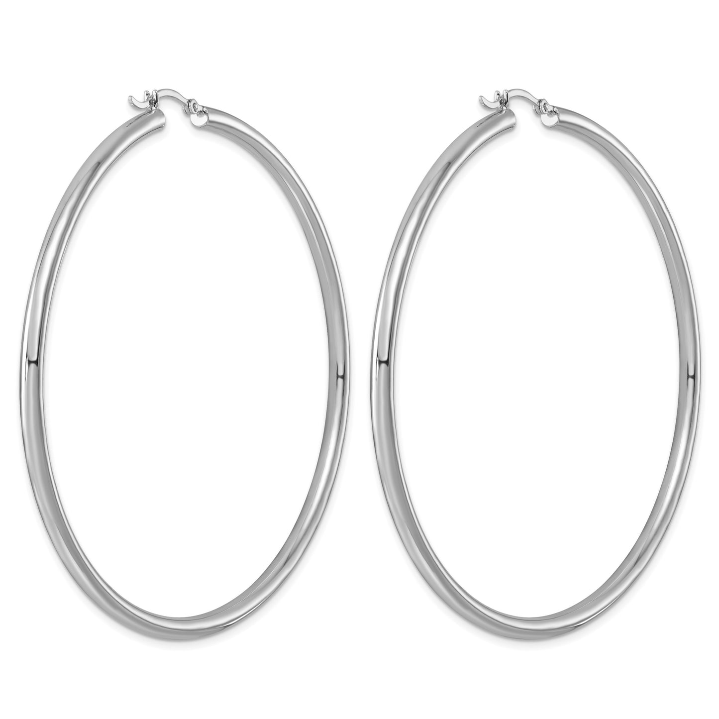 Sterling Silver Rhodium-plated 3mm Round Hoop Earrings