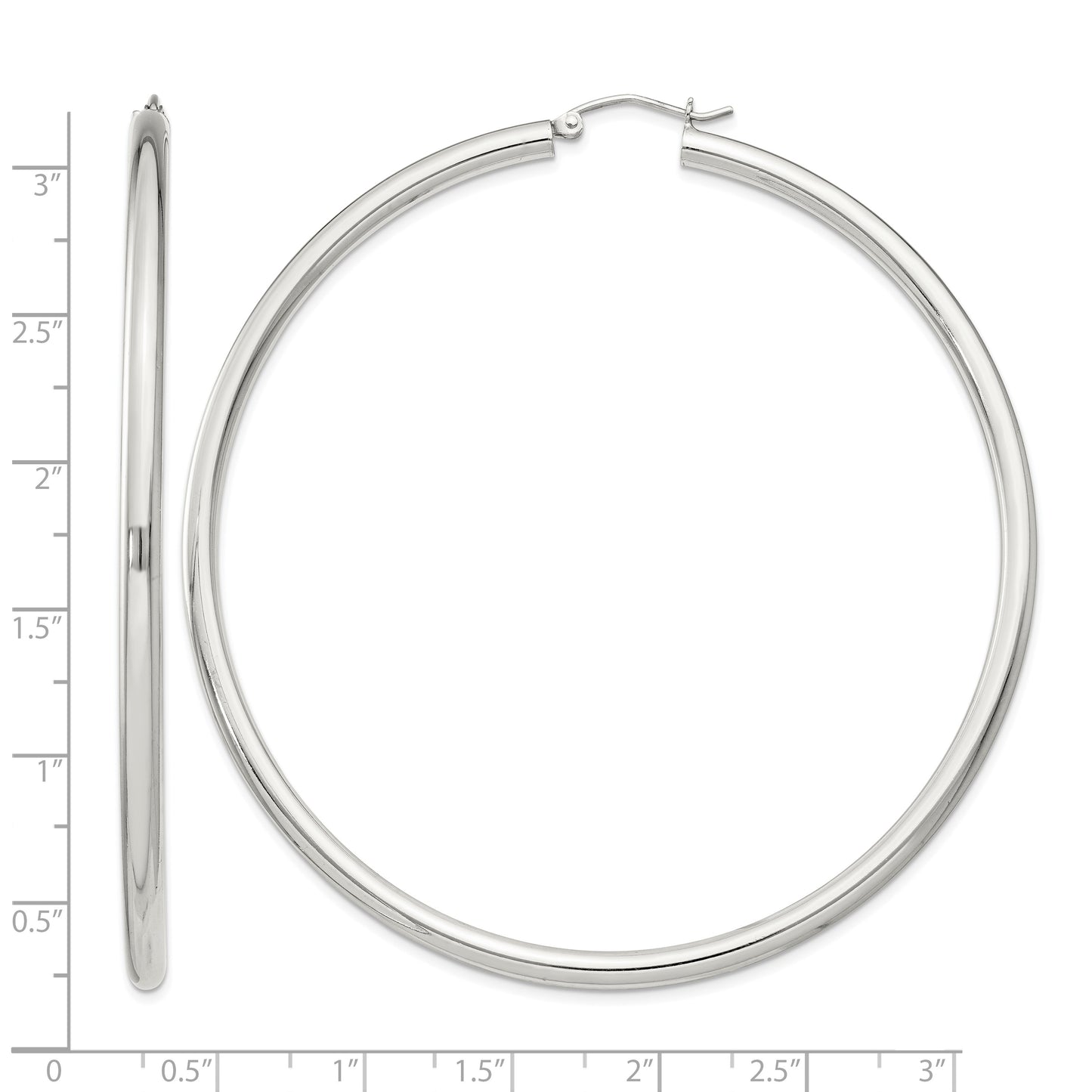 Sterling Silver 3mm Round Hoop Earrings