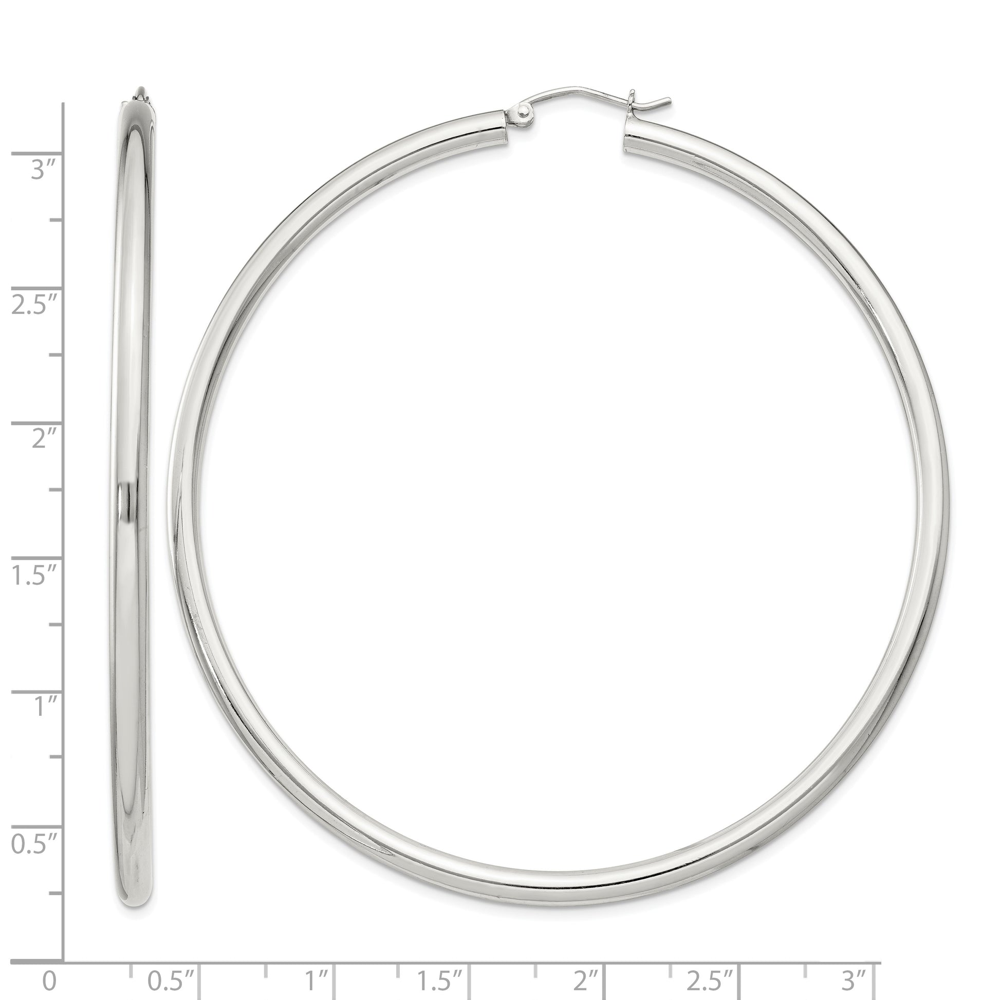 Sterling Silver 3mm Round Hoop Earrings