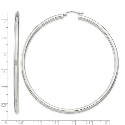 Sterling Silver 3mm Round Hoop Earrings