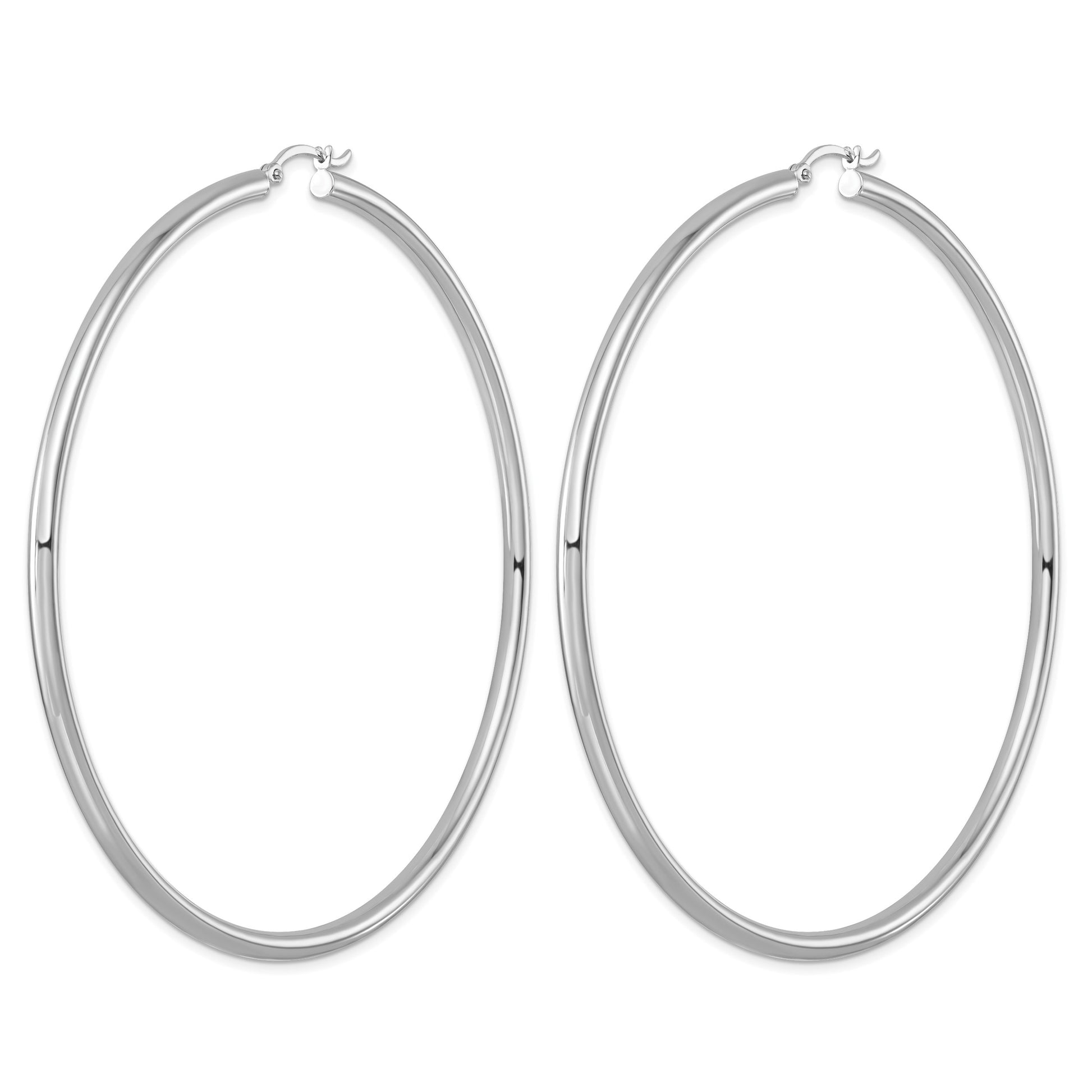 Sterling Silver Rhodium-plated 3mm Round Hoop Earrings