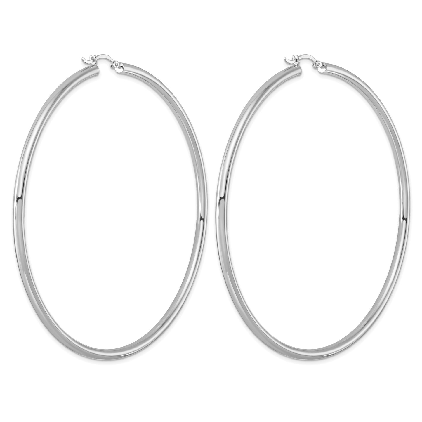 Sterling Silver Rhodium-plated 3mm Round Hoop Earrings