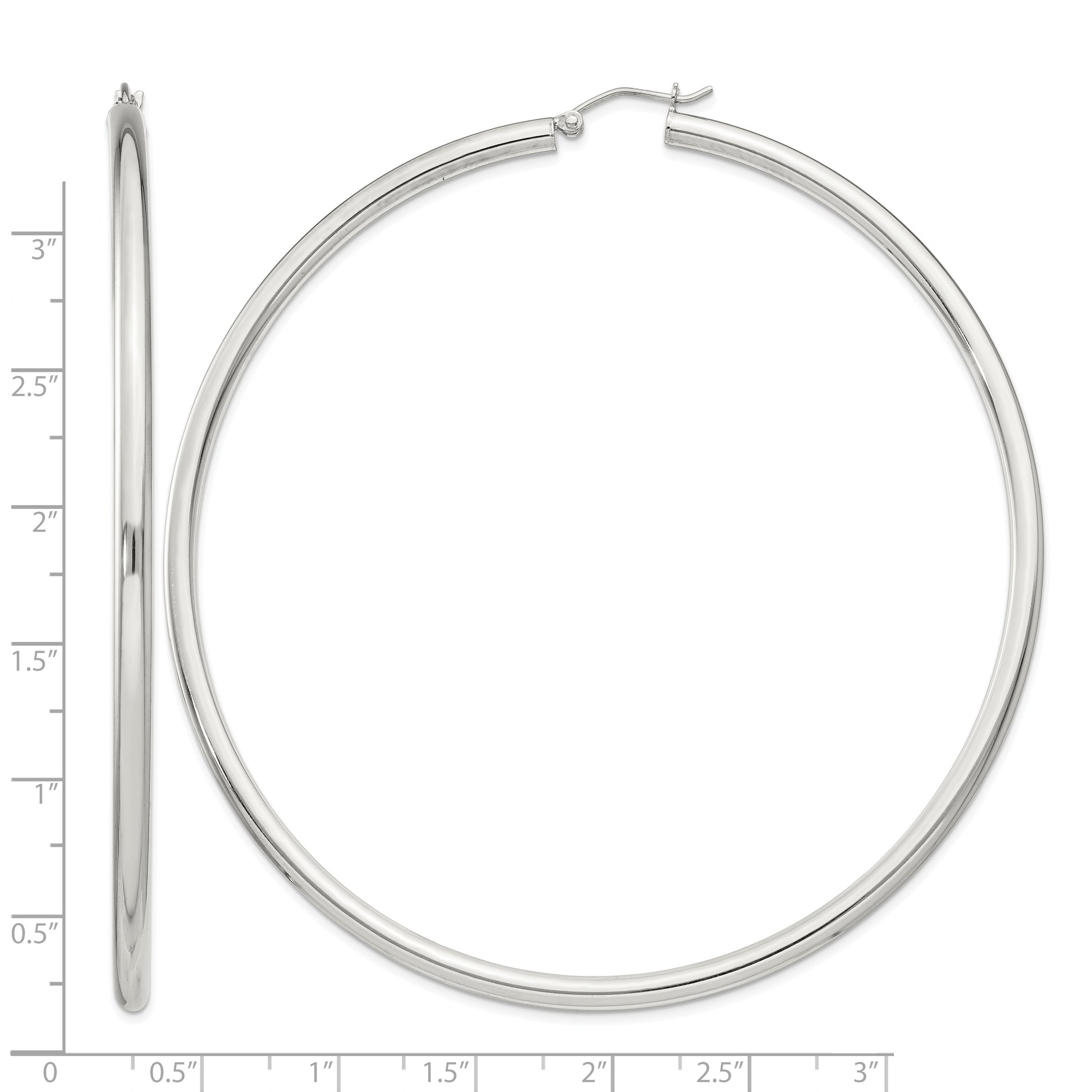 Sterling Silver 3mm Round Hoop Earrings