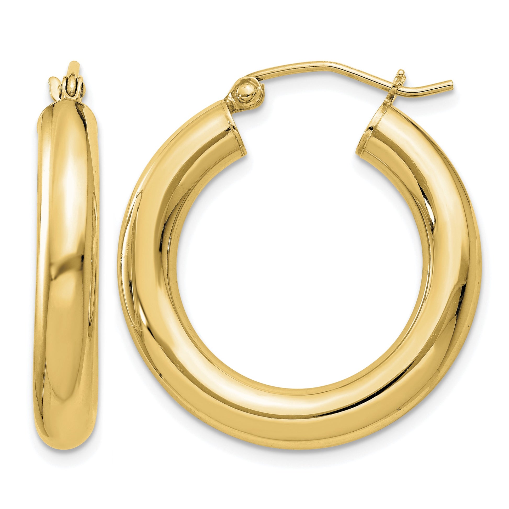 Sterling Silver Flash Gold-plated 4mm Round Hoop Earrings