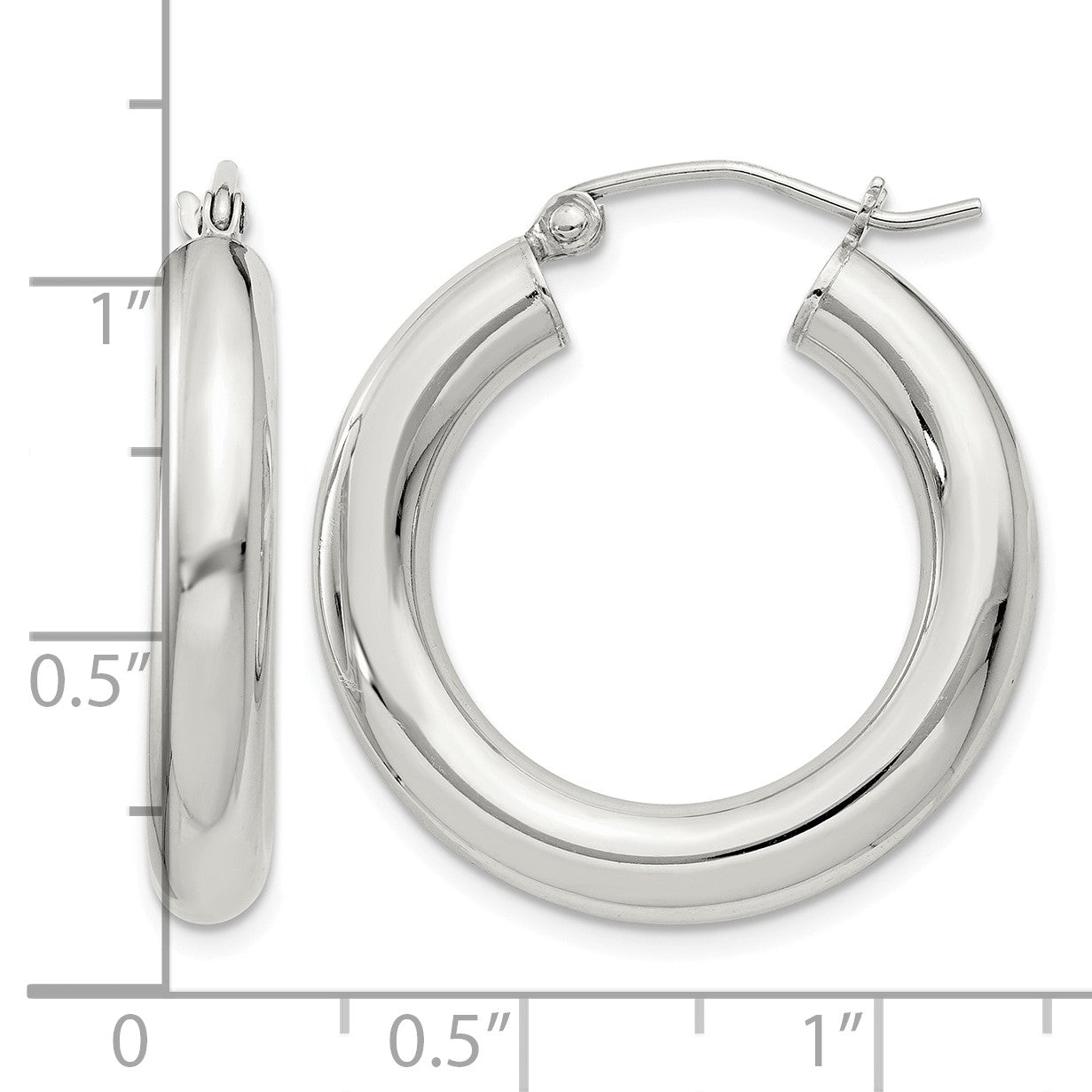 Sterling Silver 4mm Round Hoop Earrings