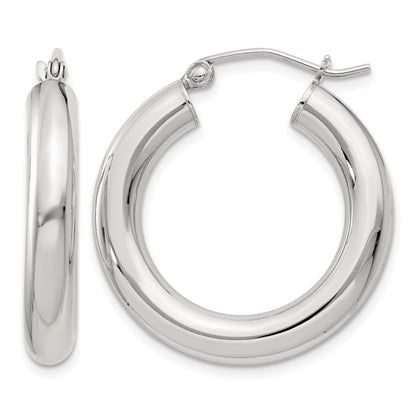 Sterling Silver 4mm Round Hoop Earrings