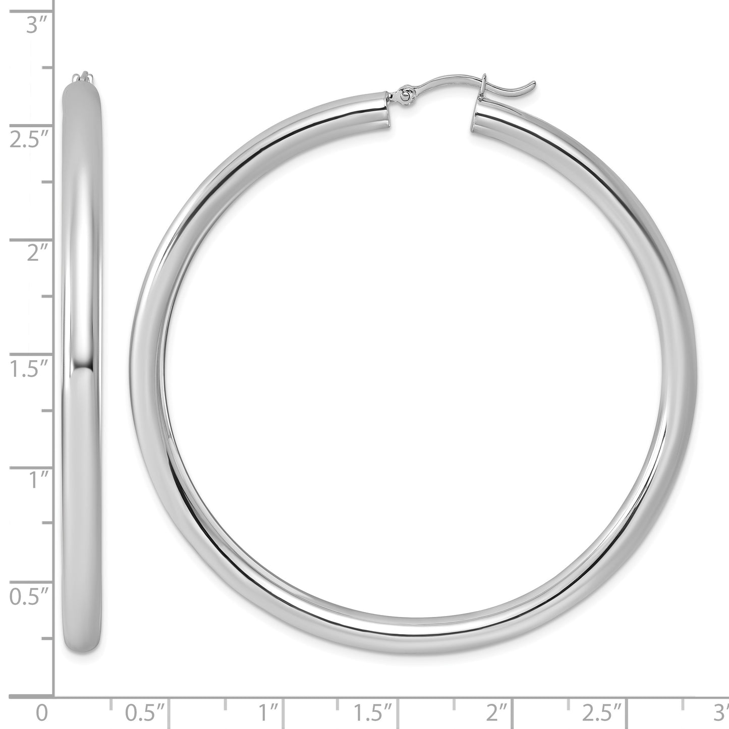 Sterling Silver Rhodium-plated 4mm Round Hoop Earrings