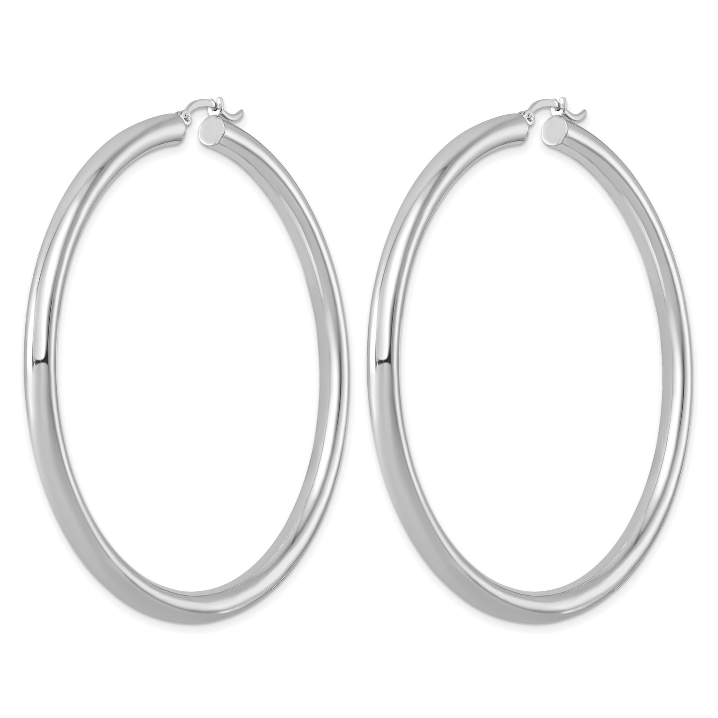 Sterling Silver Rhodium-plated 4mm Round Hoop Earrings